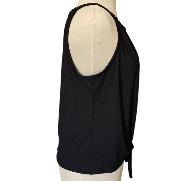A.U.W.  Women's Black Sleeveless Top with Gold Accent Keyhole Neckline, Size M - Picture 2 of 7